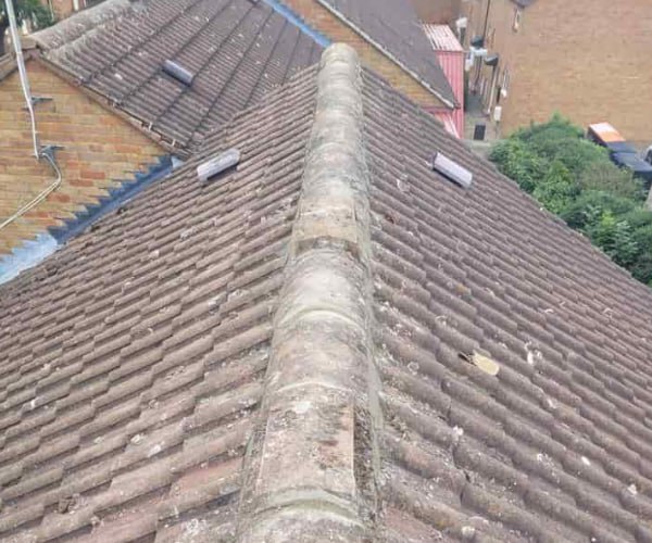 This is a photo of a roof ridge that has just been re-bedded, work carried out by DGH Roofing Armthorpe